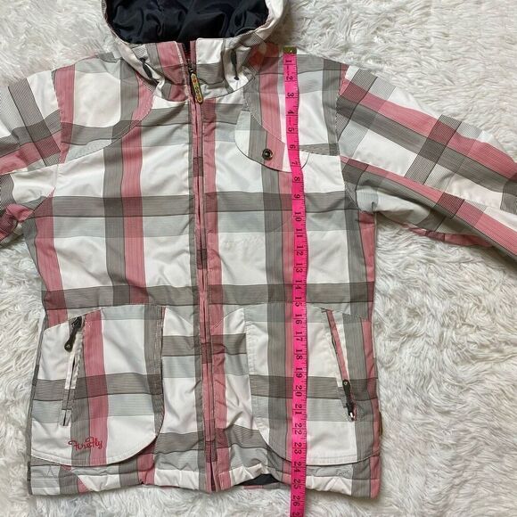 FIREFLY Ski Jacket Coat White Hooded Checkered Size Large Nancy Full Zip Hooded - Picture 7 of 10